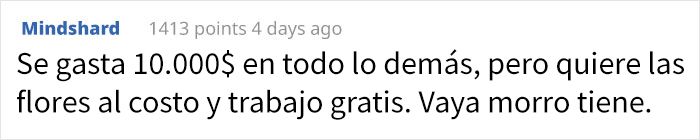 Esta florista comparte la conversación con una novia maleducada que esperaba que trabajara por visibilidad
