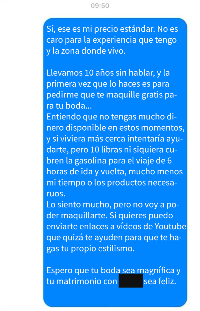 Esta maquilladora comparte capturas de pantalla de una novia que quería que le peinara y maquillara a cambio de visibilidad