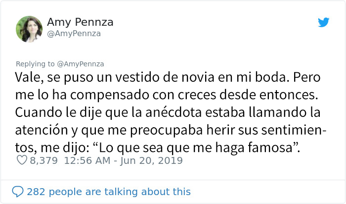 "Mi suegra se puso un vestido de novia en mi boda"