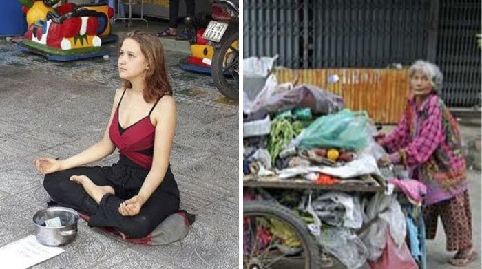 Esta Extranjera Pidiendo En Tailandia Junto A Una Anciana Que Recoge Chatarra Para Sobrevivir