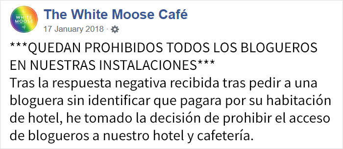 Se vuelve viral la respuesta de un hotelero enfadado al negarse a dar alojamiento gratis a una influencer