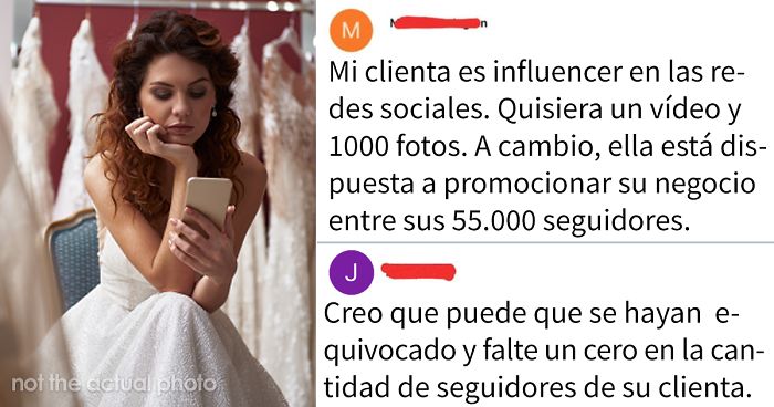 Una novia «influencer» con 55000 seguidores intenta que documenten su boda gratis, pero los fotógrafos la destruyen con su sarcástica respuesta