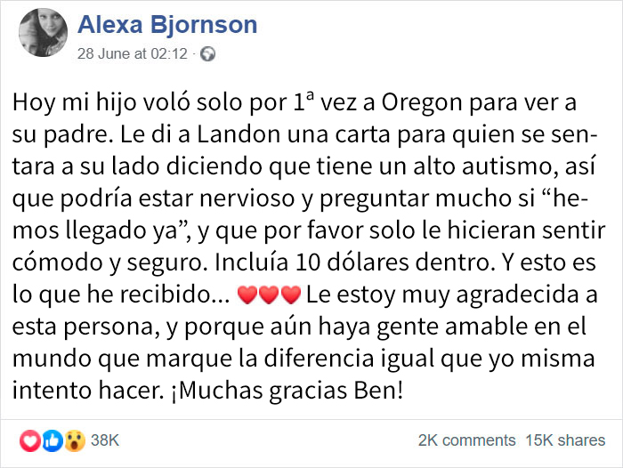 Este niño autista de 7 años volaba solo con una nota explicativa y 10$, pero tuvo al mejor compañero