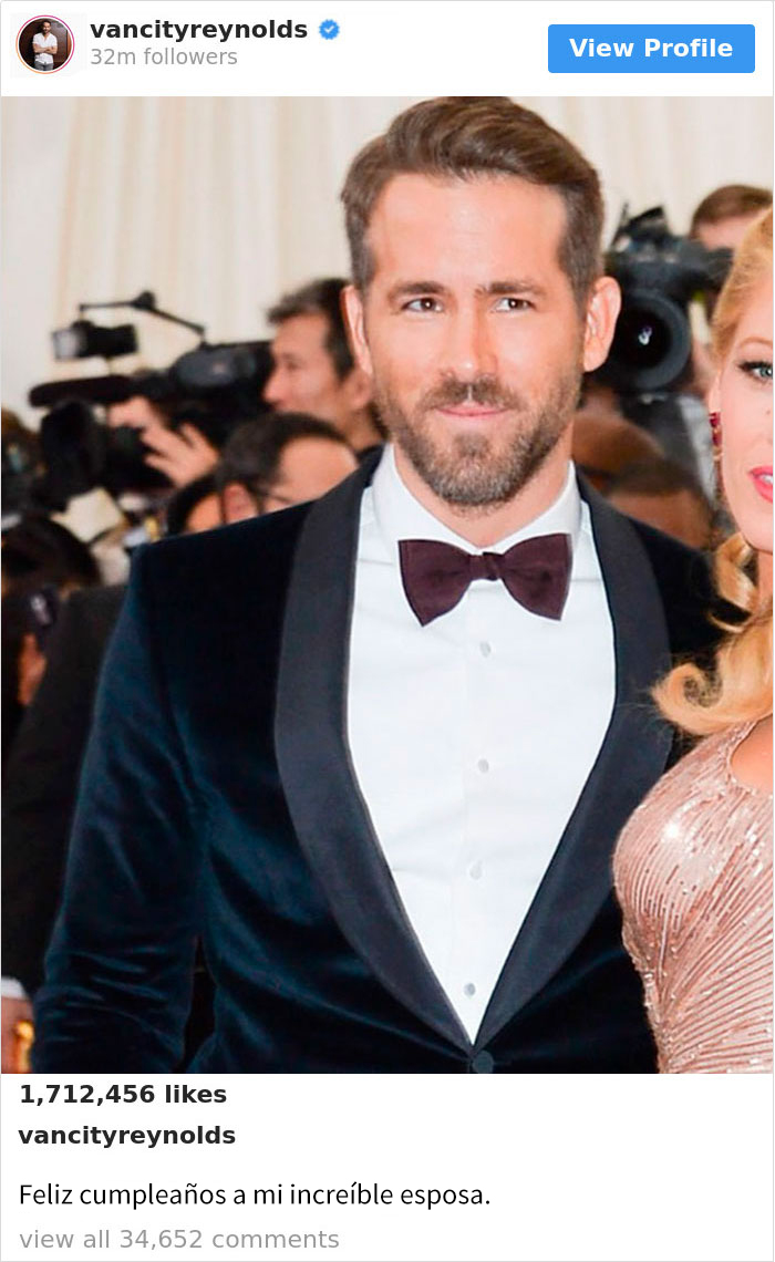 Ryan Reynolds desea feliz cumpleaños a su esposa Blake Lively publicando sus peores fotos, y a 5,6 millones de personas les ha encantado