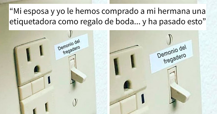 Este hombre le regaló una etiquetadora a su hermana y ahora ella hace que todo el mundo se parta de risa