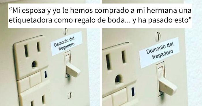 Este hombre le regaló una etiquetadora a su hermana y ahora ella hace que todo el mundo se parta de risa