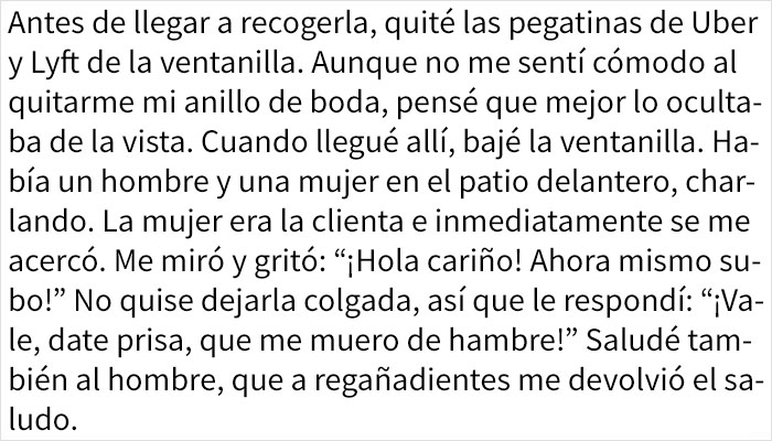 Este conductor de Uber recibió una mensaje pidiéndole que simulara ser el novio de la pasajera, para salvarla de un acosador