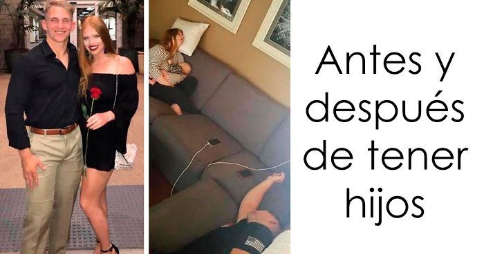 30 Divertidas fotos de antes y después de cambiar la vida al tener hijos (nuevas imágenes)