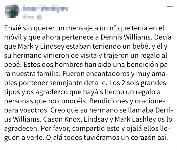 Esta familia envió sin querer un mensaje sobre un parto a unos desconocidos, ellos les visitaron y trajeron regalos para el bebé