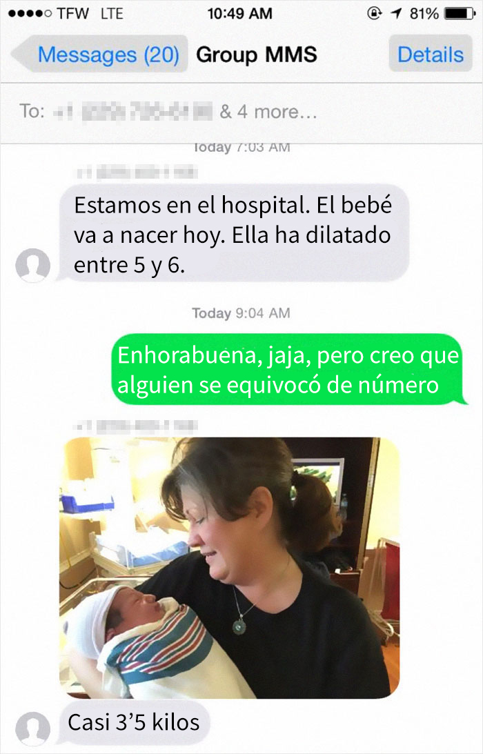 Esta familia envió sin querer un mensaje sobre un parto a unos desconocidos, ellos les visitaron y trajeron regalos para el bebé
