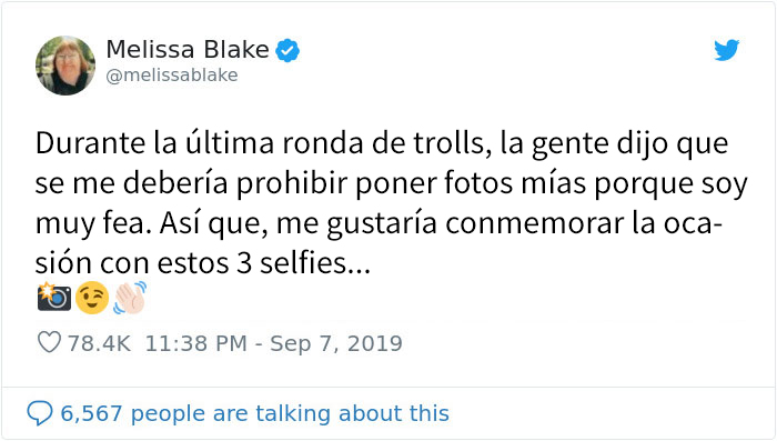 Los trolls dicen a esta mujer que es "demasiado fea" para publicar fotos de su cara, y ella responde con 3 selfies