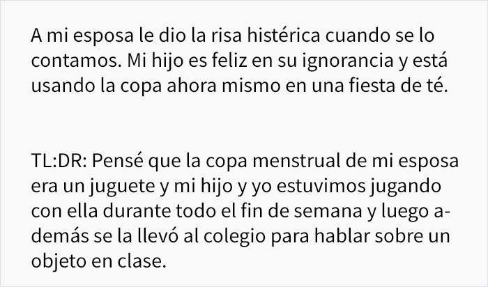 Este padre no sabía lo que era una copa menstrual y dejó que su hijo se la llevar al colegio para enseñarla