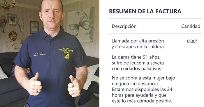 Se vuelve viral la factura de este fontanero por arreglar la caldera de una anciana de 91 años