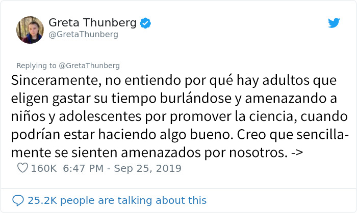 La activista Greta Thunberg deja por el suelo a sus críticos en un hilo viral de Twitter