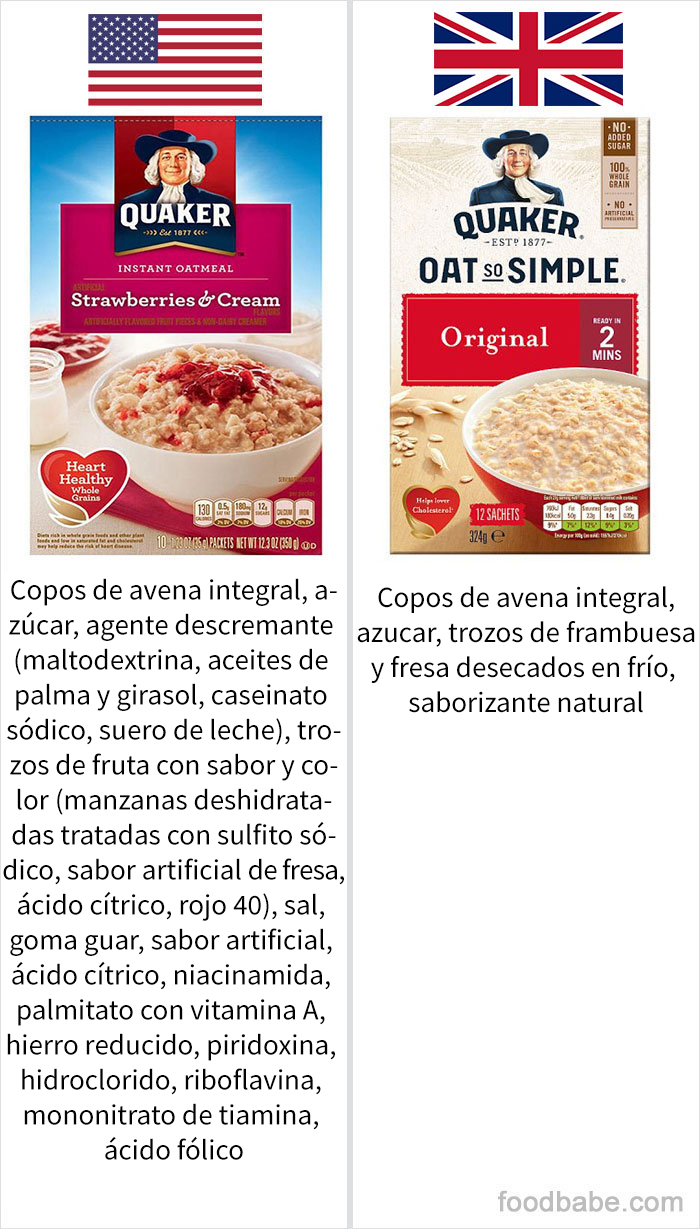 Esta mujer escribió la lista de ingredientes de productos estadounidenses y británicos, y la diferencia es inquietante