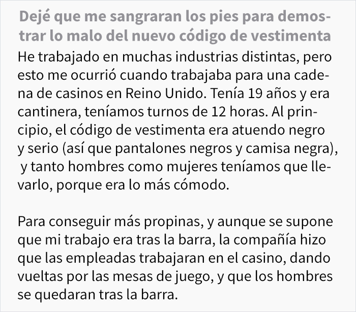 Esta mujer mostró sus pies sangrantes a sus jefes para demostrar que el nuevo código de vestimenta con tacones altos no era bueno