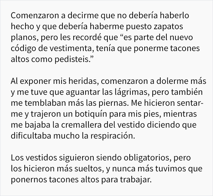Esta mujer mostró sus pies sangrantes a sus jefes para demostrar que el nuevo código de vestimenta con tacones altos no era bueno