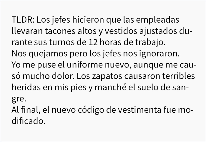 Esta mujer mostró sus pies sangrantes a sus jefes para demostrar que el nuevo código de vestimenta con tacones altos no era bueno
