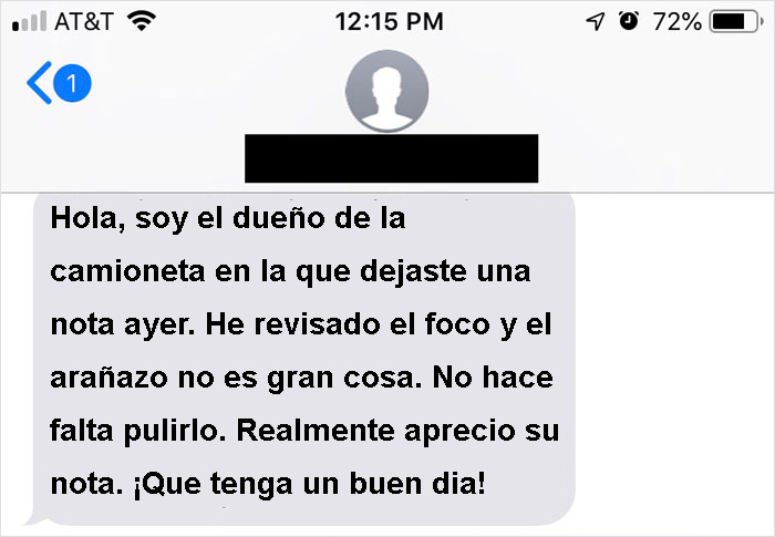 "Golpeé El Foco Trasero Del Coche De Un Extraño Al Aparcar En Paralelo. Y Hoy Recibí Este Mensaje"