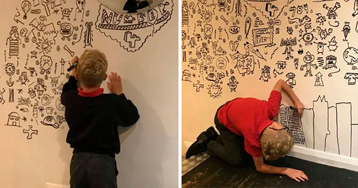 Un Chico De 9 Años Edad Que Tuvo Problemas En Clase Por Garabatear Consigue Un Trabajo Para Decorar Un Restaurante Con Sus Dibujos