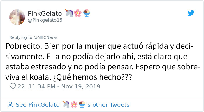 Esta mujer salvó a un koala que se abrasaba y gritaba quitándose su propia camisa