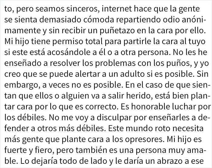 "Le dije que parara pero siguió dando empujones, así que le golpeé": Esta madre escribe elocuentes palabras sobre su hijo