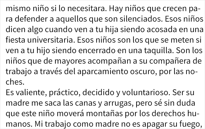 "Le dije que parara pero siguió dando empujones, así que le golpeé": Esta madre escribe elocuentes palabras sobre su hijo
