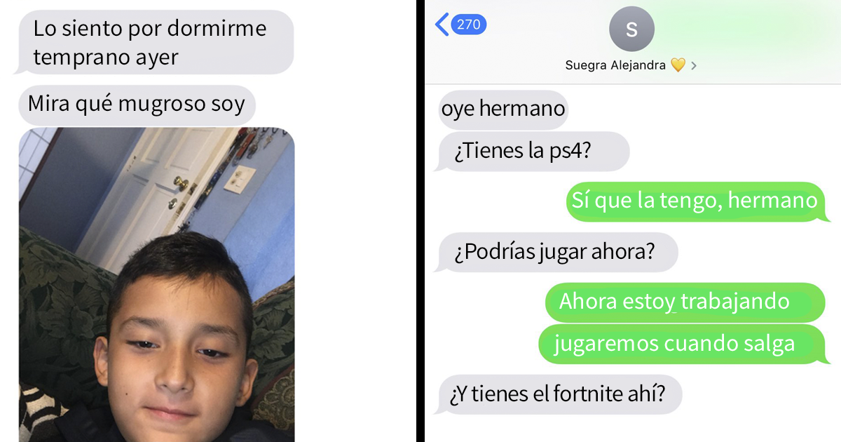 Este hermanito escribe al novio de su hermana desde el móvil de ella y los adorables mensajes se vuelven virales