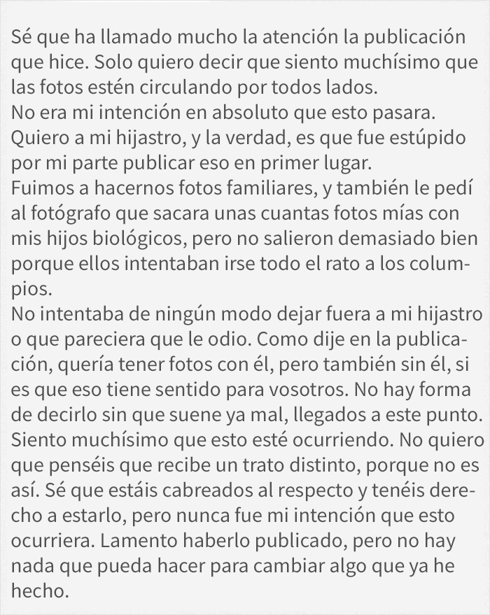 La gente avergüenza a esta madre por pedir que borraran con photoshop a su hijastro de las fotos familiares