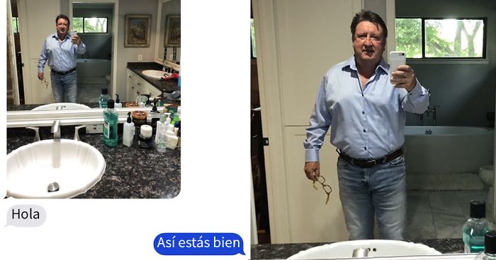 Este padre pide consejo a su hija sobre qué ropa ponerse en una cita, y los mensajes se vuelven virales