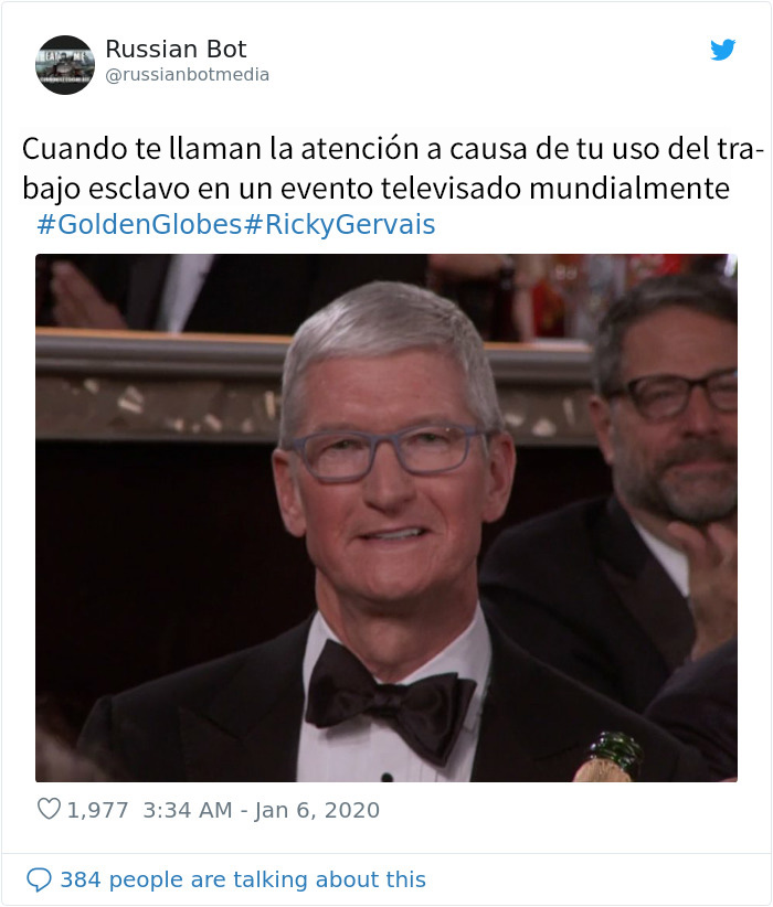 A Hollywood no le gustó nada que Ricky Gervais se burlara en su monólogo de los Globos de Oro