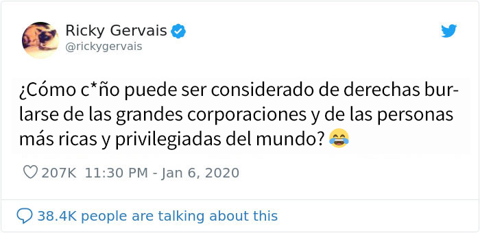 A Hollywood no le gustó nada que Ricky Gervais se burlara en su monólogo de los Globos de Oro