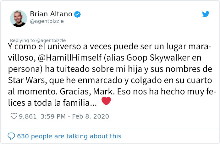 Este padre compartió cómo llama su hija de año y medio a los personajes de Star Wars, y a Mark Hamill le encanta