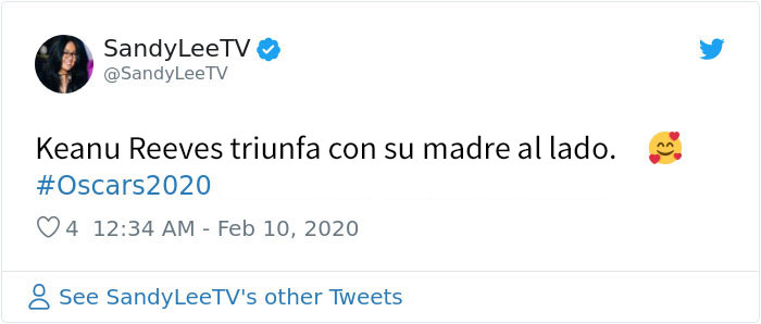 Keanu Reeves triunfa en la alfombra roja de los Oscars al llevarse a su madre como acompañante