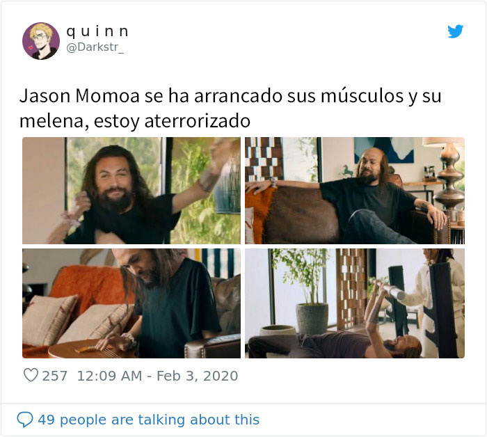 Jason Momoa se quita los músculos y el pelo en un curioso anuncio durante la Superbowl