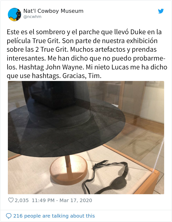 El museo del Cowboy pone a su jefe de seguridad a cargo de su cuenta de twitter, y lo que escribe es tan divertido como auténtico