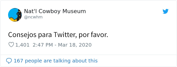 El museo del Cowboy pone a su jefe de seguridad a cargo de su cuenta de twitter, y lo que escribe es tan divertido como auténtico