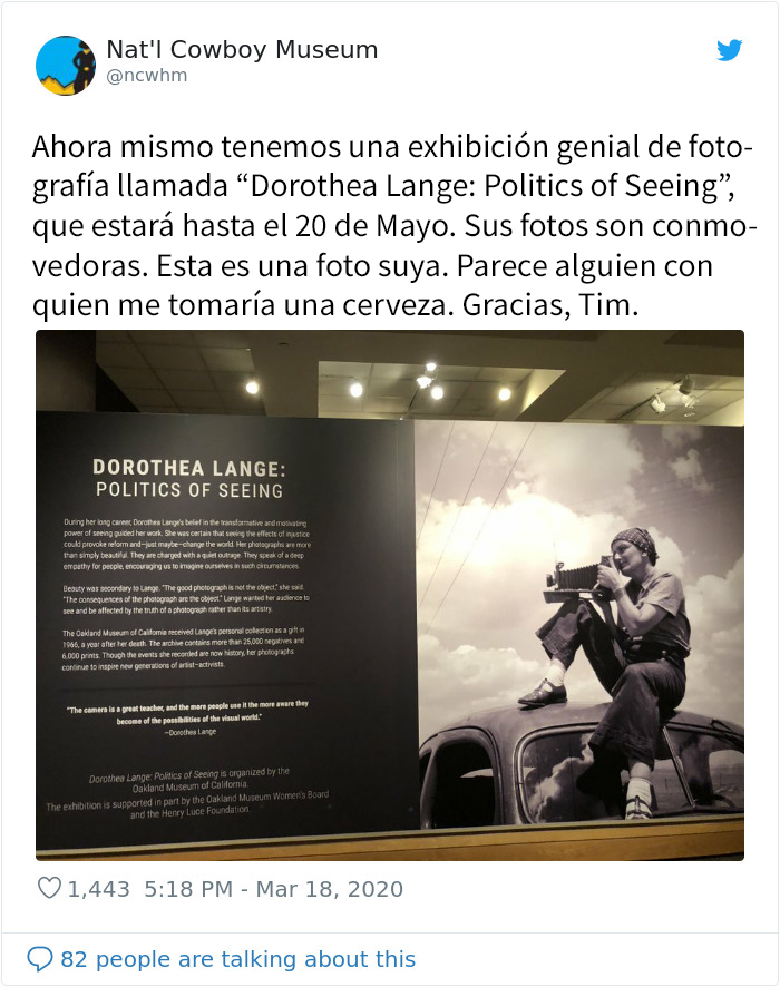 El museo del Cowboy pone a su jefe de seguridad a cargo de su cuenta de twitter, y lo que escribe es tan divertido como auténtico