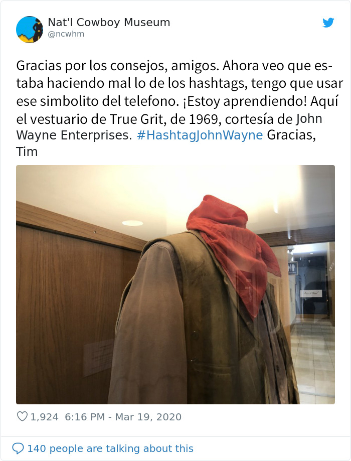 El museo del Cowboy pone a su jefe de seguridad a cargo de su cuenta de twitter, y lo que escribe es tan divertido como auténtico