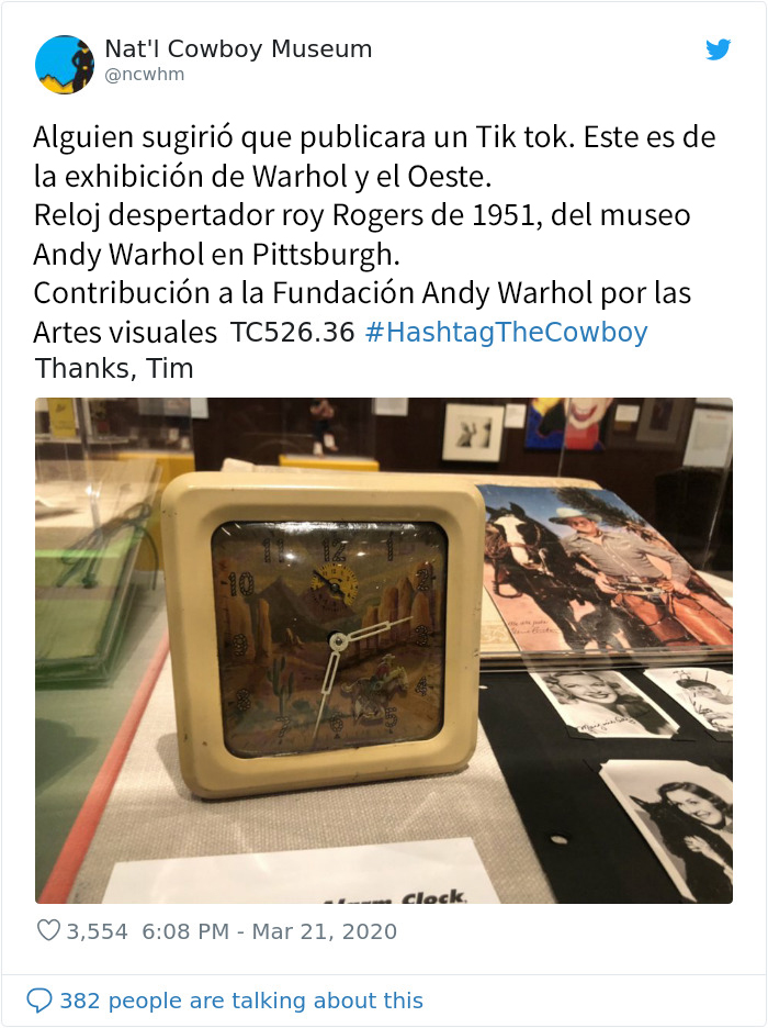 El museo del Cowboy pone a su jefe de seguridad a cargo de su cuenta de twitter, y lo que escribe es tan divertido como auténtico