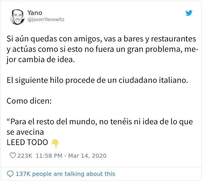 “Para el resto del mundo: No tenéis ni idea de lo que se avecina”: Este hombre hace una lista con las 6 etapas que ha pasado Italia
