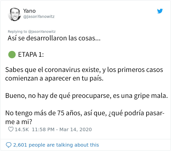 “Para el resto del mundo: No tenéis ni idea de lo que se avecina”: Este hombre hace una lista con las 6 etapas que ha pasado Italia