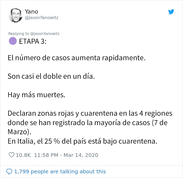 “Para el resto del mundo: No tenéis ni idea de lo que se avecina”: Este hombre hace una lista con las 6 etapas que ha pasado Italia