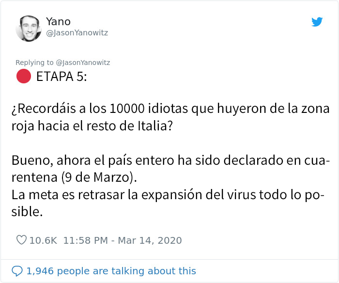 “Para el resto del mundo: No tenéis ni idea de lo que se avecina”: Este hombre hace una lista con las 6 etapas que ha pasado Italia