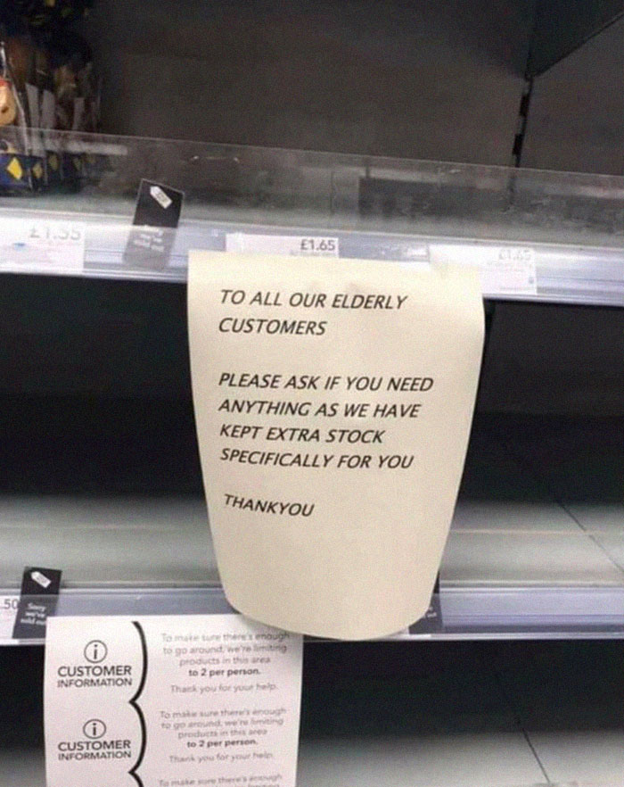 A Todos Nuestros Clientes Mayores: Por Favor, Preguntad Si Necesitais Algo, Ya Que Hemos Guardado Algo De Stock Extra Específicamente Para Vosotros. Gracias.