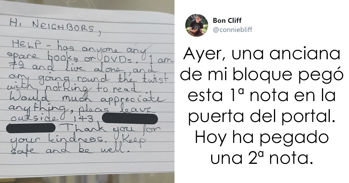 Esta anciana en cuarentena se aburre y vive sola, así que pidió libros a sus vecinos, que amablemente se los dejaron