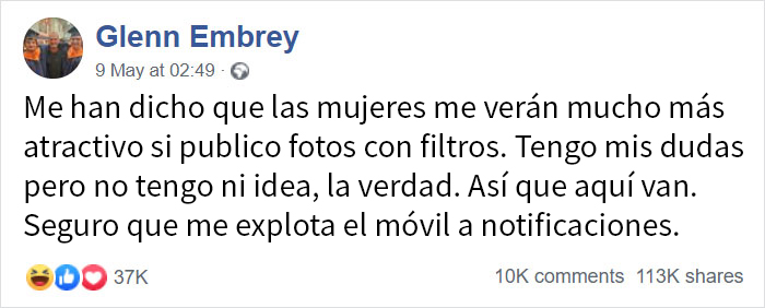 Le dijeron a este hombre que las mujeres le verían más atractivo si publicaba fotos con filtros, y son divertidísimas (7 fotos)
