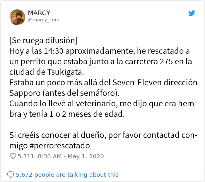 Este japonés pidió ayuda en redes sociales para encontrar a los dueños de un "perrito" que encontró, y resulta que no era un perrito
