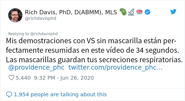 Este científico muestra los efectos de llevar y no llevar mascarilla