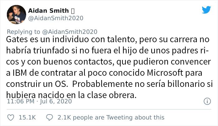 Este hilo viral destruye el mito sobre famosos billonarios que empezaron "pobres"